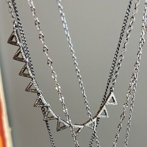 Sterling silver diamond triangle necklace